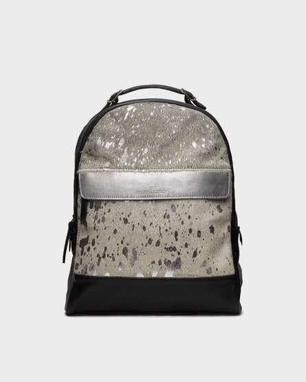 black and white leather backpack